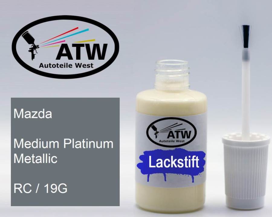 Mazda, Medium Platinum Metallic, RC / 19G: 20ml Lackstift, von ATW Autoteile West.